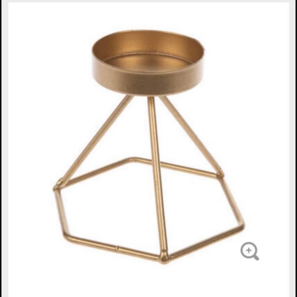 Gold Geometric Metal Candle Holder - Small